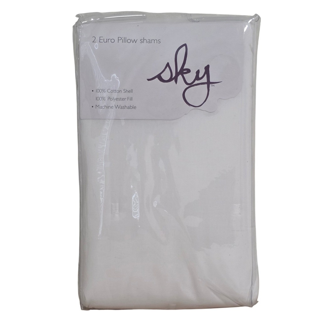 Sky White Tufted Euro Pillow Shams Set of 2 Cotton 26x26 New